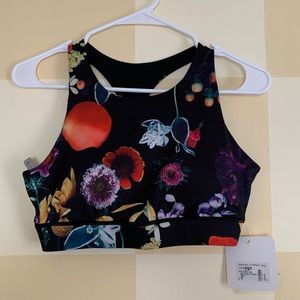 Yelete Active Medium Spring Flower Racerback Sports Bra with Removable Pads